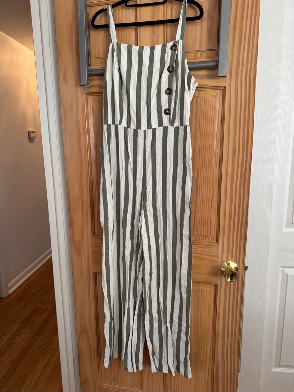 Striped Green and White Women's Jumpsuit